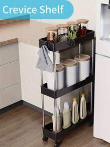 1 件厨房缝隙填充架，可移动客厅卧室缝隙收纳架，阳台落地蔬菜调味品收纳小推车，含白色衣架 - 彩色 - 查看 3