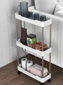 1 件厨房缝隙填充架，可移动客厅卧室缝隙收纳架，阳台落地蔬菜调味品收纳小推车，含白色衣架 - 彩色 - 查看 9