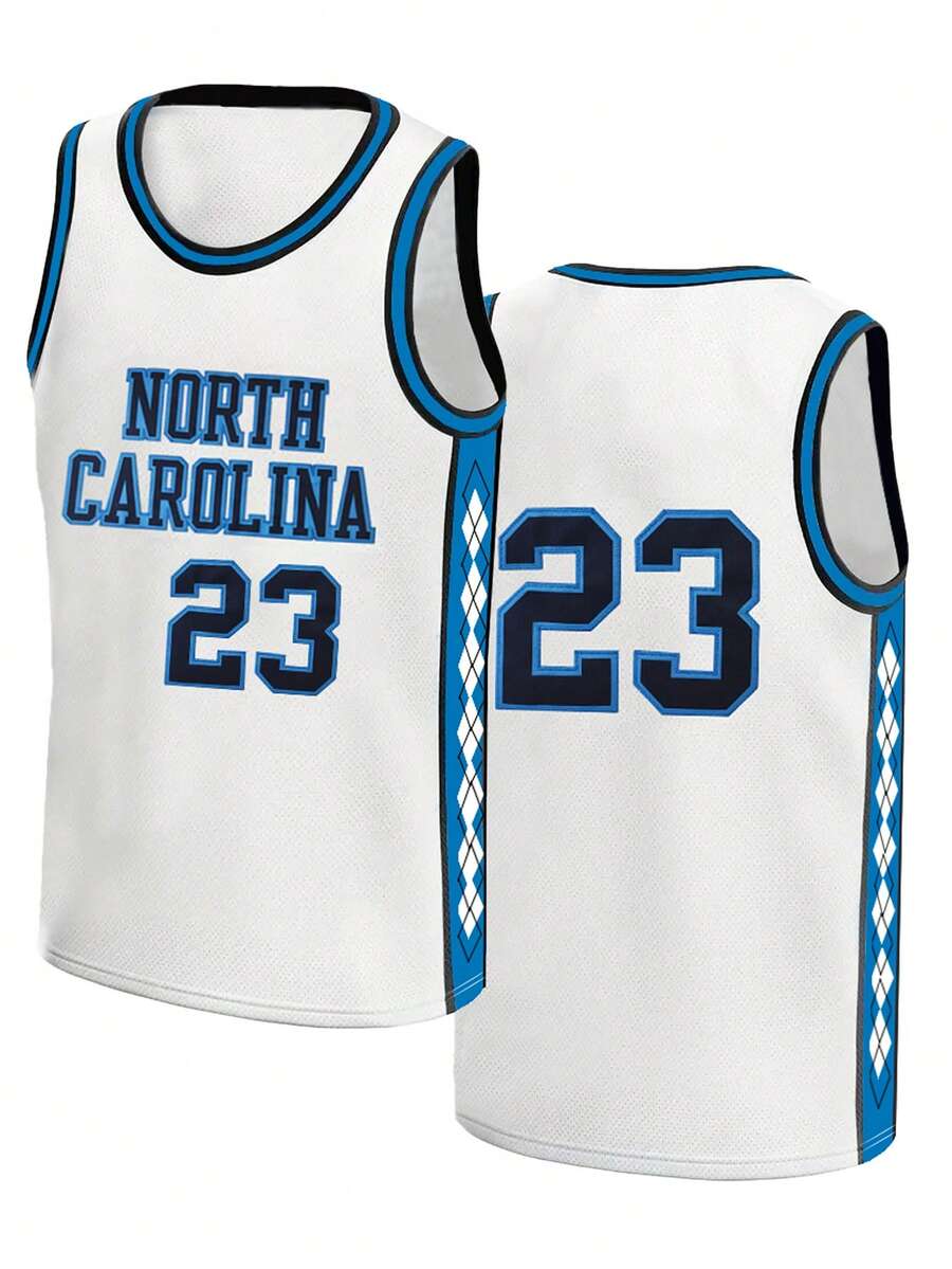 Boyfriend Style Men's White Basketball Jersey, Retro Breathable Sports Uniform, Sleeveless Basketball Shirt For Training Competition - 白色 - 查看 1