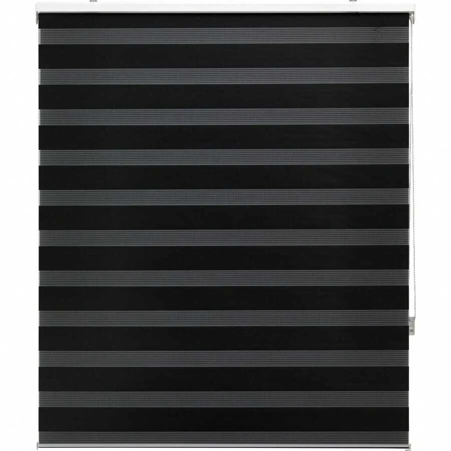 Ecommerc3 Store à enrouleur nuit et jour sur mesure Taille 115x180 - Tissu de store nuit et jour Taille 112x175 - Store nuit et jour à installation facile Beige - Noir - Voir 1