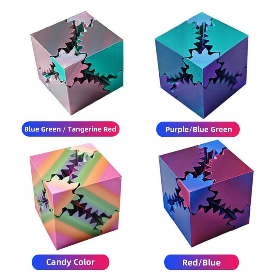 3D 打印方形齿轮球，可旋转齿轮球，减压拼图，由 PLA 制成，3D 打印工作或旅行缓解焦虑立方体，缓解压力和焦虑，贴心礼物（多种颜色可选） - 彩色 - 查看 1