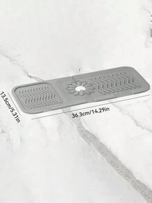 2024 新款厨房水槽水龙头垫，水槽保护器厨房水槽防溅垫硅胶排水垫速干石水槽托盘，水槽水龙头垫防溅垫适用于厨房浴室优质防滑硅胶水龙头防溅垫斜坡设计，易于清洁，可折叠边缘，水流重定向，节省空间，耐用，易于安装，适用于厨房水槽、浴室、房车使用 - 灰色 - 查看 7