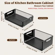 橱柜拉出式抽屉 2 件装 厨房橱柜滑出式抽屉，无需钻孔 拉出式橱柜整理器用粘合剂固定，重型拉出式浴室搁板 万圣节装饰 万圣节服装 秋季装饰 节日装饰 返校宿舍收纳 - 黑色 - 查看 2