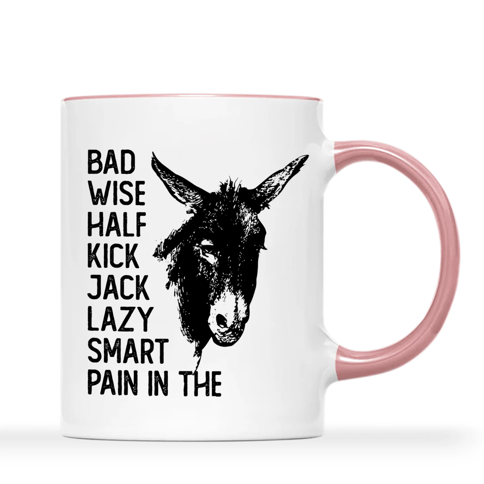 1pc, Inner Colored Ceramic Coffee Mug 11 Oz, Coffee Cups Tea Cup With Colorful Handle, Funny Bad Donkey, Donkey Mug, Funny Dad Mug, Adult Humor Mug, Funny Gift Friend Gift Idea, Novelty Gift, Reusable Coffee Mug For Party, Office Mug, Room Decor House Warming Gifts New Home - 粉色 - 查看 1