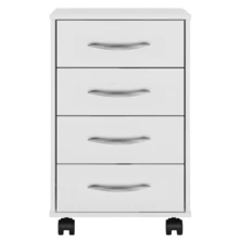 Gaveteiro Escritório Com Quatro Gavetas Rodinhas Organizador - Branco - Visão 5