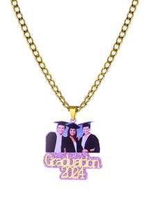 Vòng cổ acrylic khắc hình ảnh đầy màu sắc tùy chỉnh, Vòng cổ tốt nghiệp thời trang với dây chuyền 5 mm bằng thép không gỉ và acrylic đầy màu sắc, Mặt dây chuyền bảng chữ cái, Món quà tựu trường hoàn hảo cho trẻ em của bạn bè - vàng - Xem 7