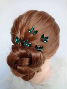 2-teiliges Set jade-grüne Braut Haarspangen für Hochzeiten, goldene Hochzeit Haarspange, Strass Haarspange, Braut Haarzubehör, Brautjungfern Geschenk grüne Strass Haarspangen, Smaragd Haarzubehör, wunderschöne Hochzeit Haarspangen perfekt für funkelnde Hochzeitsthemen und Party und Ball Haarzubehör