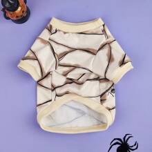 1 件宠物万圣节木乃伊印花运动衫，适合猫狗、秋冬季节和节日 - 米色 - 查看 5