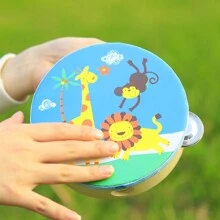 6-Inch Hand Held Rattle Drum, Wooden Hand Drum Toy For Students Performance, Cartoon Style Musical Instrument - Multicolor - View 3