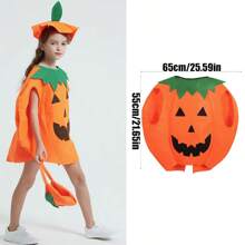 Conjunto de disfraz de Halloween de calabaza para adultos, incluye atuendo de calabaza, bolsa y sombrero - Amarillo - Ver 5