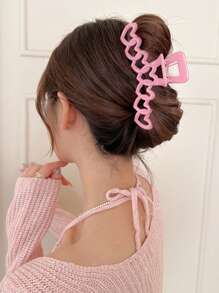 2 chiếc kẹp tóc hình trái tim dễ thương cho nữ, kích thước lớn 5,12 inch, màu trắng và hồng, nhựa nhẹ, thời trang, thanh lịch, thiết kế tối giản, thích hợp cho hàng ngày, tiệc tùng, kỳ nghỉ, rửa mặt và trang điểm, phụ kiện màu hồng cho ngày lễ tình nhân ngày lễ tình nhân - Nhiều màu - Xem 2