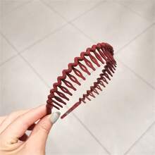 1pc Women Muted Color Wavy Textured Simple French Headband For Daily Use - Multicolor - View 10