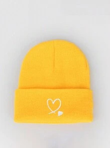 1pc Embroidery Heart Knitted Adjustable Sun Hat For Men, Casual Outdoor Travel Beach Vacation Y2K Style Cap Winter Fall Valentine's Day Valentines - Knitted Hat - View 2