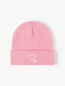 1pc Embroidery Heart Knitted Adjustable Sun Hat For Men, Casual Outdoor Travel Beach Vacation Y2K Style Cap Winter Fall Valentine's Day Valentines - Knitted Hat - View 5