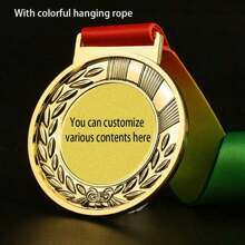 1 pieza Etiqueta de metal personalizada, Medalla con marco de trigo, Material de aleación de zinc, Medalla de premio infantil linda, Premio de competencia infantil, Insignia de honor de de maratón deportiva, Se puede usar como regalo para motivar a los niños, Regalo de cumpleaños, que incluye cuerda colgante de colores, Multiusos, Anti-moho, Decorativa, Reutilizable, Exquisita, Con estilo, de alta calidad, Adorable, Moderna, Personalizada, Única, Ideal como regalo para él, Ideal como regalo para ella, Ella, Novio, Novia, Papá, Mamá, Familia, Amigos, Hijo, Hija, Niños, Para aniversarios, Para cumpleaños, Para inauguración del hogar, Para graduación, Cocina, Comedor, Dormitorio, Oficina, Sala de estar, Hogar, Jardín, Salón de té