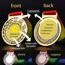 1 pieza Etiqueta de metal personalizada, Medalla con marco de trigo, Material de aleación de zinc, Medalla de premio infantil linda, Premio de competencia infantil, Insignia de honor de de maratón deportiva, Se puede usar como regalo para motivar a los niños, Regalo de cumpleaños, que incluye cuerda colgante de colores, Multiusos, Anti-moho, Decorativa, Reutilizable, Exquisita, Con estilo, de alta calidad, Adorable, Moderna, Personalizada, Única, Ideal como regalo para él, Ideal como regalo para ella, Ella, Novio, Novia, Papá, Mamá, Familia, Amigos, Hijo, Hija, Niños, Para aniversarios, Para cumpleaños, Para inauguración del hogar, Para graduación, Cocina, Comedor, Dormitorio, Oficina, Sala de estar, Hogar, Jardín, Salón de té