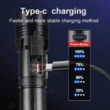 paweinuo Powerful Rechargeable Tactical Waterproof LED Flashlight With XHP70/White Laser, COB Light Source, Suitable For Outdoor Activities - Black - View 8
