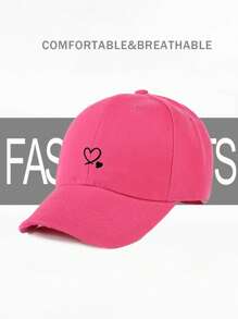 Street 1pc Unisex Pink Baseball Cap With Two Heart Shapes Outdoor Sun Hat Essential Accessory For Going Out Valentine's Day Valentines - Hot Pink - View 2