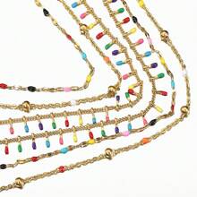 1 Meter Stylish Stainless Steel Enamel Dripping Lip Chain Beads Chain, Handmade Crafting Material For Bracelets, Necklaces, DIY Jewelry
