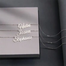 1 Vòng Cổ Cá Tính Tên, Vòng Cổ Tên Tùy Chỉnh, Vòng Cổ Tên, Vòng Cổ Tên Cho Bé Gái, Quà Tặng Cá Tính, Quà Tặng Mẹ - bạc - Xem 4