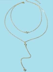 1pc Sexy Y-Shape Rhinestone Decor Pendant Necklace For Women - CP-c05 Double-layer Rhinestone Y-shaped Necklace - View 7