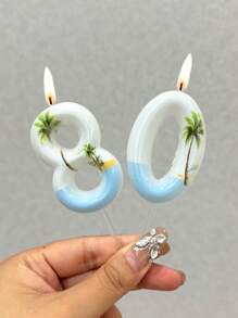 1pc Hawaiian Beach Coconut Tree Themed 0-9 Number Candles For Holiday, Birthday, Anniversary Party Cake Decoration,Christmas