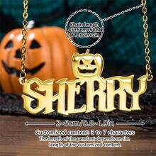 1 Vòng Cổ Halloween Tên Tiếng Anh Cổ Được Cá Nhân Hóa Vàng Gothic Đen Hồng Tùy Chỉnh Bùa Ban Đầu Goth Bảng Tên Quà Tặng Monogram Dainty Ghost Bat Phông Chữ Ma Quái Quà Tặng Cho Cô ấy - vàng - Xem 5
