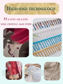 手工制作亚克力流苏珠子多色蕾丝边 DIY 婚纱窗帘配件 - 淺藍色 - 查看 4