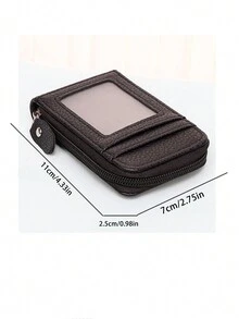 1 pieza Tarjetero con múltiples ranuras, estuche de tarjetas mini portátil con ventana transparente, monedero con cremallera mini, estuche de tarjetas de organza portátil para señoras, tarjetero de tarjetas de crédito y tarjetas de visita con cremallera vertical, pequeño y exquisito. Fácil de llevar, adecuado para salir y almacenamiento de viaje, de moda y versátil - Multicolor - Ver 9