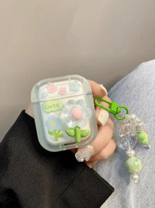 1pc Fresh Green Floral Earphone Case Compatible With IPhone 1/2 Generation Wireless Earphone Protective Cover, Gift For Boyfriend/Girlfriend