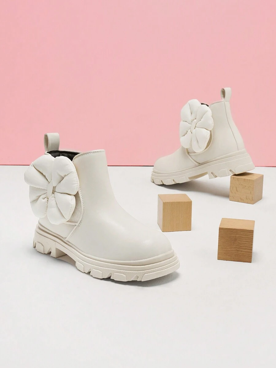 Girls Chelsea Boots Side Zipper Accessories Ankle Booties Toddler/Little Kid/Big Kid,Flower-Shaped Decoration,Heart-Shaped Decoration - 杏色 - 查看 1