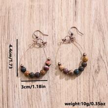1pc Copper-Color Bohemian Vintage Water Drop Beaded Earrings, Holiday & Wedding Jewelry Gift - Bronze - View 2