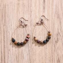 1pc Copper-Color Bohemian Vintage Water Drop Beaded Earrings, Holiday & Wedding Jewelry Gift - Bronze - View 3