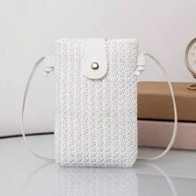 Fashionable Woven Grass Phone Bag Crossbody Bag, Vacation Essentials, Perfectly Matching With Beach Accessories Women, Beach Necessities,Beach Essentials,Beach Stuff & Summer Essentials, Hottest Beach Bags