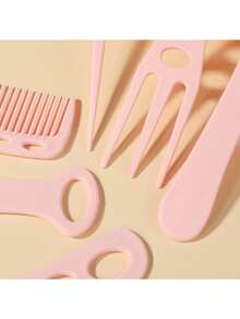 Set de peines antiestáticos para peluquería, desenredador portátil y herramienta de cuidado del cabello para uso en peluquería en el hogar, antiestático, peine para peinado doméstico, Set de 6 peines de paja de trigo, color rosa, cepillo/cabello - Multicolor - Ver 7