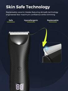 Recortadora corporal y masculina para hombres, recortadora de barba, cabello, Body y vello íntimo, cabezales de cuchilla de cerámica reemplazables y base de carga USB, maquinilla de afeitar de higiene masculina, recortadora con indicador de nivel de batería. Nuevo afeitadora corporal 2024, regalos para amantes.