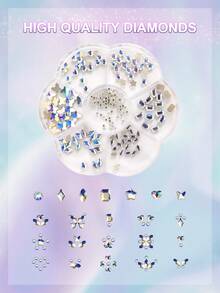 novani 240 Pieces Tooth Jewelry Gems Kit For Teeth, Butterfly Tooth Diamonds DIY Fashionable Crystal For Teeth - Silver - View 2