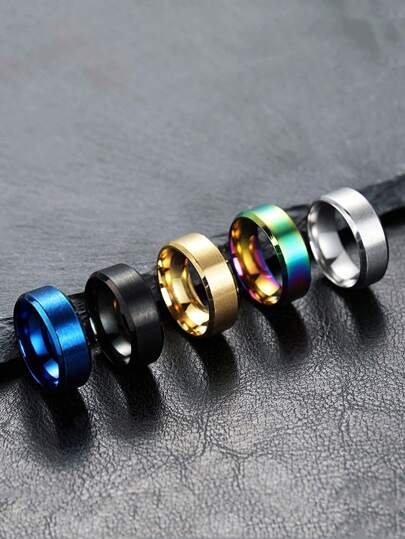 斜面哑光戒指 8 毫米宽男士戒指女士戒指简约个性化风格结婚戒指适合日常佩戴