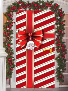 1 pieza Decoración de puerta navideña Caja de regalo con lazo Fondo para decoración de fiesta en interiores y exteriores, decoración del hogar (Rojo) Decoración navideña dulce para el hogar, pancarta colgante de puerta navideña, fondo adecuado para la puerta principal, decoración de cumpleaños, Año Nuevo y Navidad - Multicolor - Ver 11