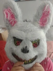 名人网络节日派对服装恐怖化妆面具、吸血鬼兔子面具、鬼屋面具 - 白色 - 查看 3