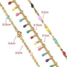 1 Meter Stylish Stainless Steel Enamel Dripping Lip Chain Beads Chain, Handmade Crafting Material For Bracelets, Necklaces, DIY Jewelry