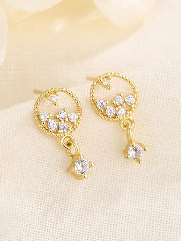 زوج من أقراط فضة إسترليني عيار 925 دائرية كاملة مع علبة هدايا ، إكسسوار أنيق وعصري للهدايا ومناسب لكل المناسبات للنساء