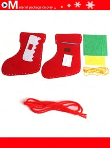 1 件圣诞袜手工艺品 DIY 无纺布玩具、儿童创意圣诞装饰、学龄前礼物、各种雪花样式、手工活动、圣诞节工艺品、用于缝纫的圣诞节布料 - 彩色 - 查看 8