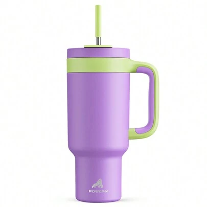 Bình giữ nhiệt 40oz có tay cầm, nắp 2 trong 1 có ống hút/uống, chống rò rỉ, an toàn với máy rửa chén, cốc cà phê du lịch cách nhiệt bằng thép không gỉ, giữ lạnh đến 34 giờ, vừa với giá đỡ cốc trên ô tô.