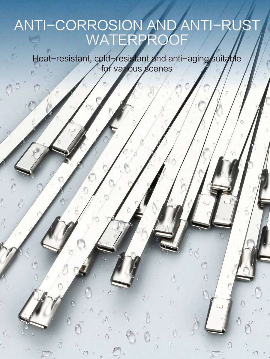 100Pcs 304 Stainless Steel Cable Ties SelfLocking Cable Ties High