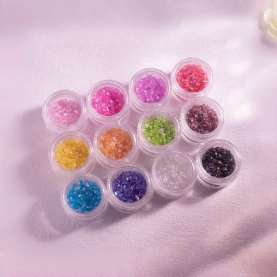 1 caja Piezas de cristal de colores para hacer uñas, maquillaje y joyería de forma DIY