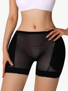 1 件女式加垫提臀塑身短裤，性感塑身衣腹部控制带可拆卸臀垫，舒适紧身连身衣 - 黑色 - 查看 4