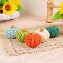 1 Piece Of Halloween And Thanksgiving Decorations, Knitted Pumpkin Decorations, DIY Hand Woven Colorful Pumpkin Party Decoration Props - Multicolor - View 10