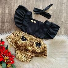 Romper With Band Baby Girl Mesversario Bow Fashion Leopard Style Plain Print Vibrant Colors Chic Launch - Màu Hồng Tươi - Xem 2