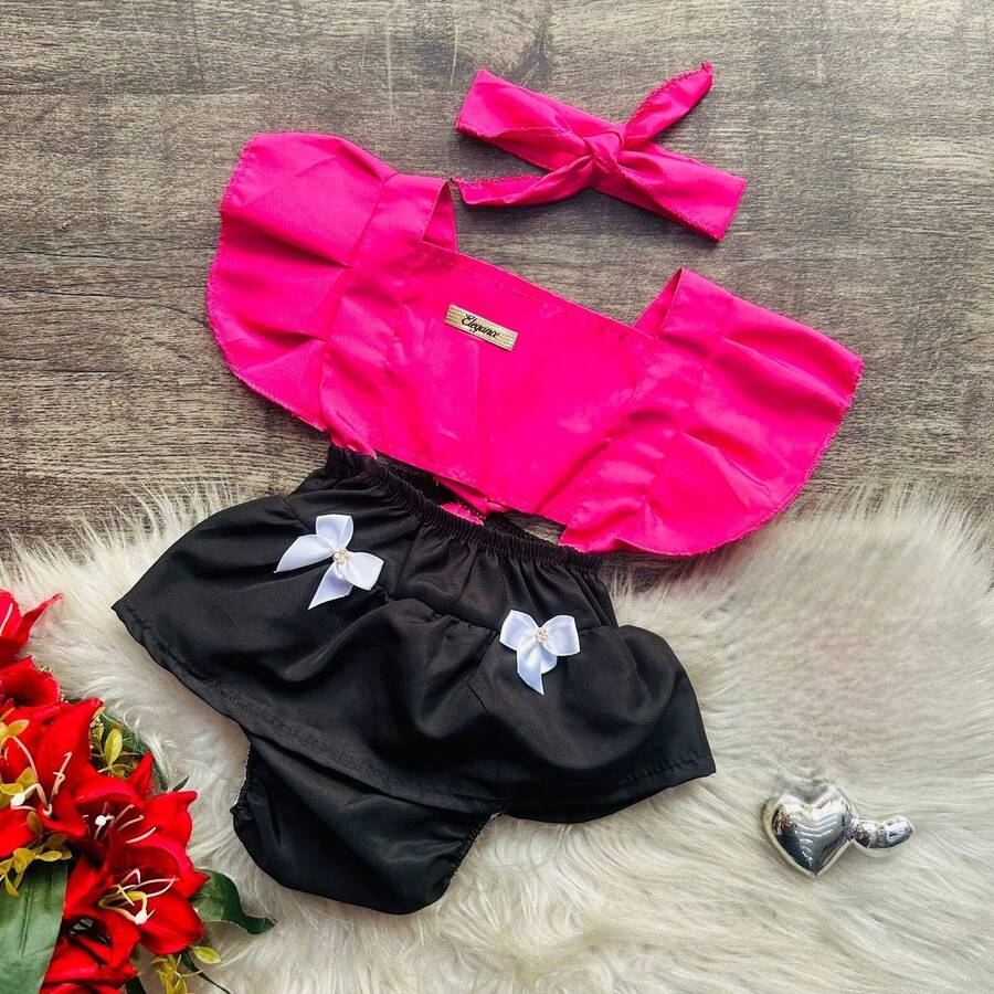 Romper With Band Baby Girl Mesversario Bow Fashion Leopard Style Plain Print Vibrant Colors Chic Launch - Màu Hồng Tươi - Xem 1